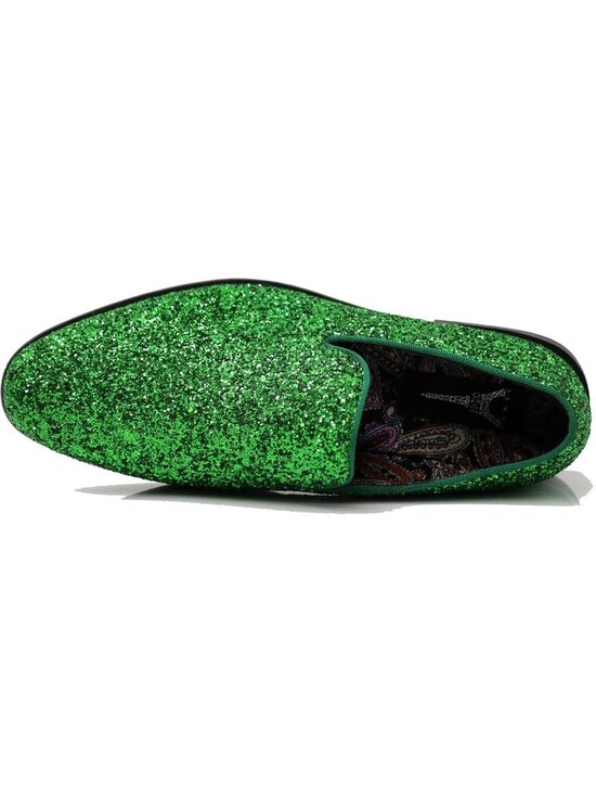 Men\'s Green Vintage Glitter Loafers Slip On Tuxedo Dress Party Classic Shoes main image 6